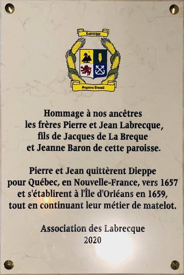 Commemorative plaque in Dieppe